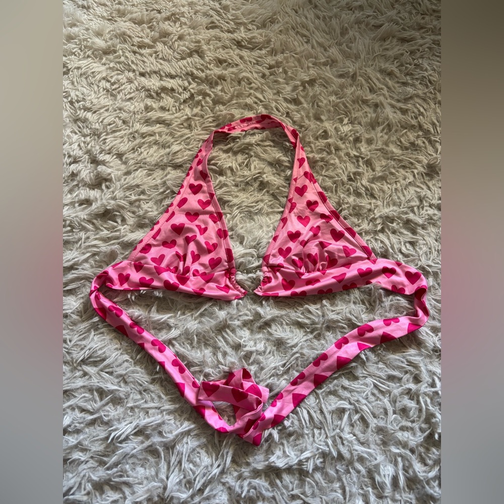 SHEIN Pink Heart Print Halter top